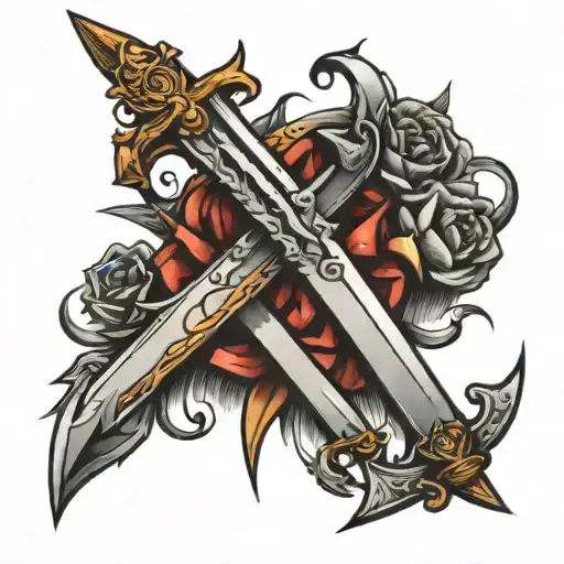 Crossed Swords Line Work