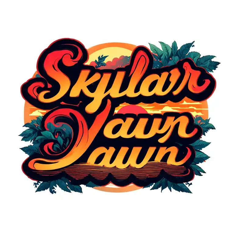 Sunrise And Dawn Sky With The Name Skylar Dawn Spelled In The Orange And Red And Colorful Sky