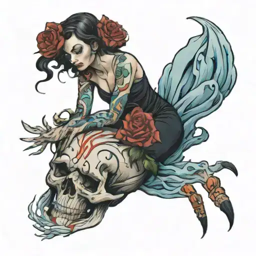 Beautiful Woman Coming Out Of The Body Of A Dead Man