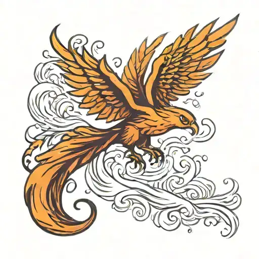 Phoenix Rising From Fire Flames