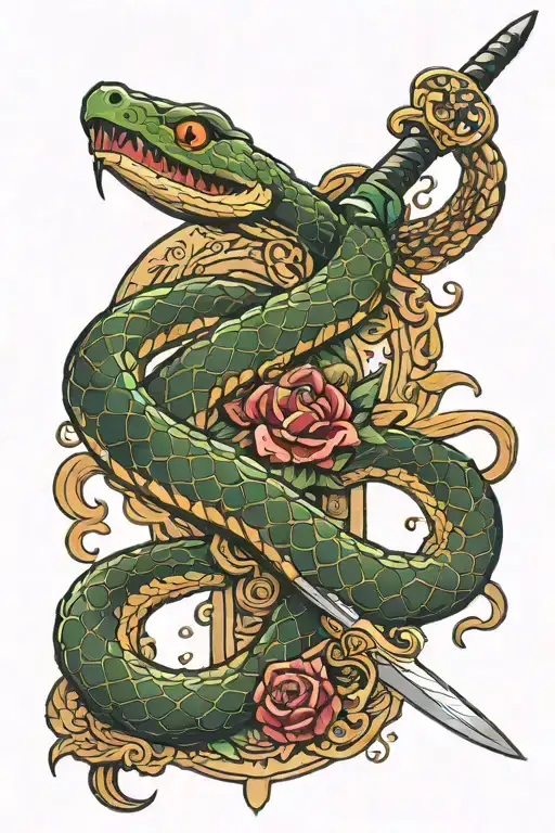 Snake On A Sword Going