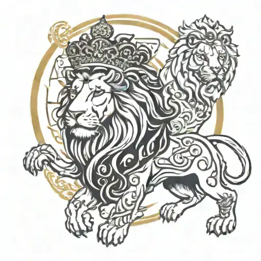 Cyrus The Great With White And Black Lion