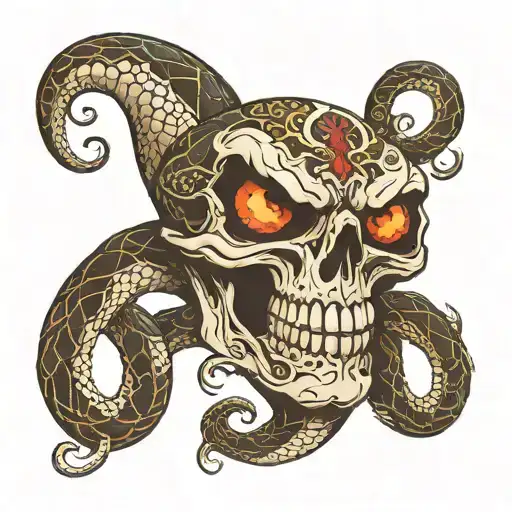 Skull Snake Coming Out Of Its Eyes