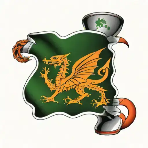 Welsh Dragon Wrapped In Irish Flag