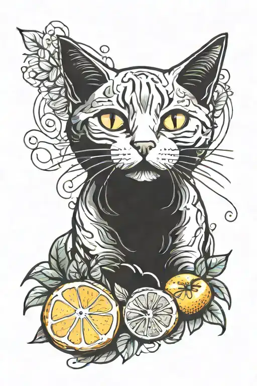 Orange Cat And Lemon Fruit