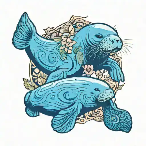 Manatee And Sea Otter Holding