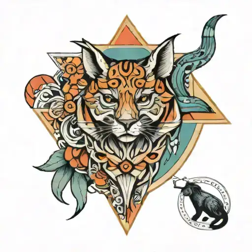 A Tattoo Design Of Animals Forming A Triangle And Circle Pattern