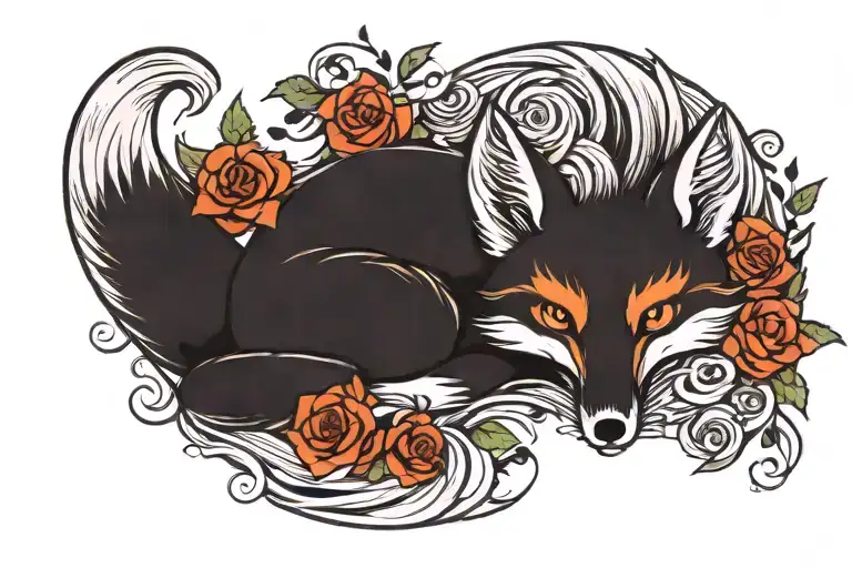 9 Tail Fox With Roses