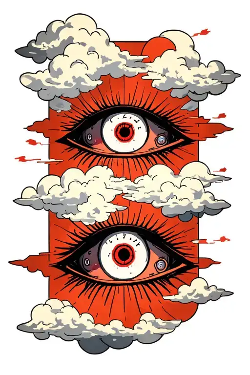 Sharingan Eye From Naruto With Clouds For Arm Sleeve