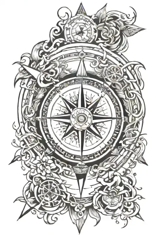Compass Surrounded By Various