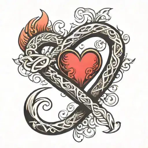 Infinity Symbol With Heart Tattoo Design