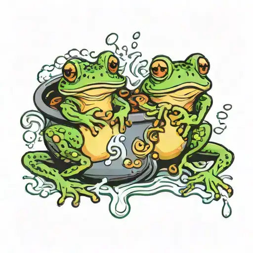 Two Frogs Sitting In A Pot Of Boiling Water