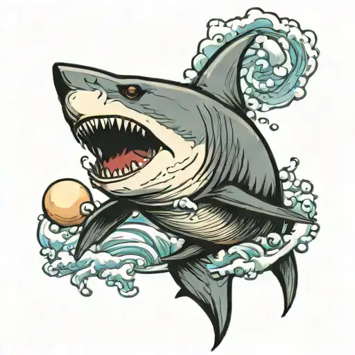 An Angry Shark Protecting A Pearl Grain