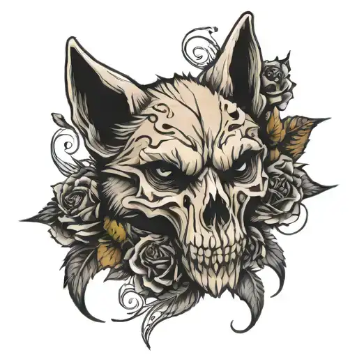 Wolf Skull Rose Wrapped