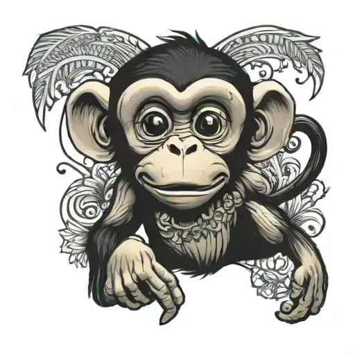 A Little Disney Monkey Stands On Four Legs