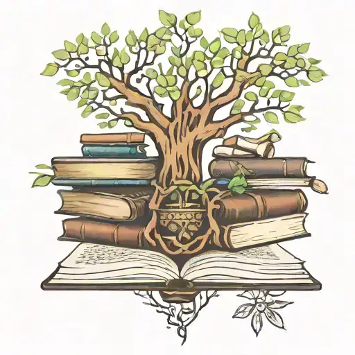 Tree Of Life With Books Floating