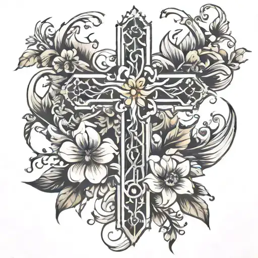 Floral Cross Intertwined