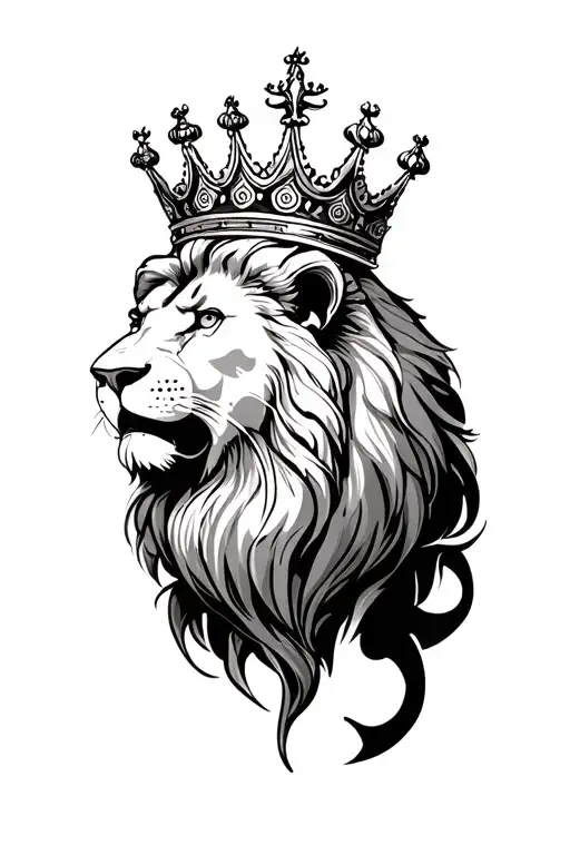 Crown Lion Tatto On Shoulder