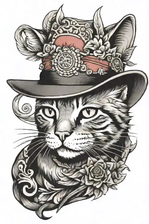 Cat Waring A Hat Surrounded