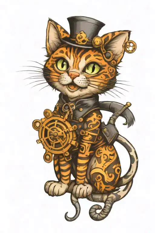 Cat Steam Punk Rock Inspired Tattoo Inspired