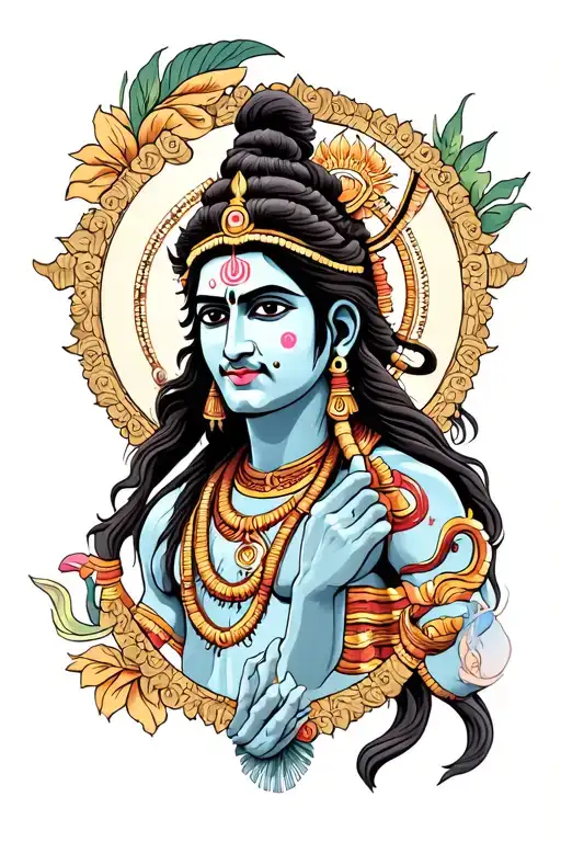 Hindu Mythology Inspired Tattoo Design Featuring Lord Shiva
