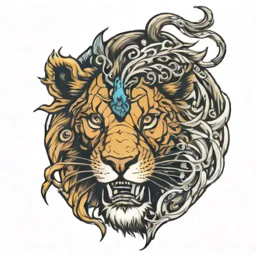 A Lion Eating Its Hunt Inspired