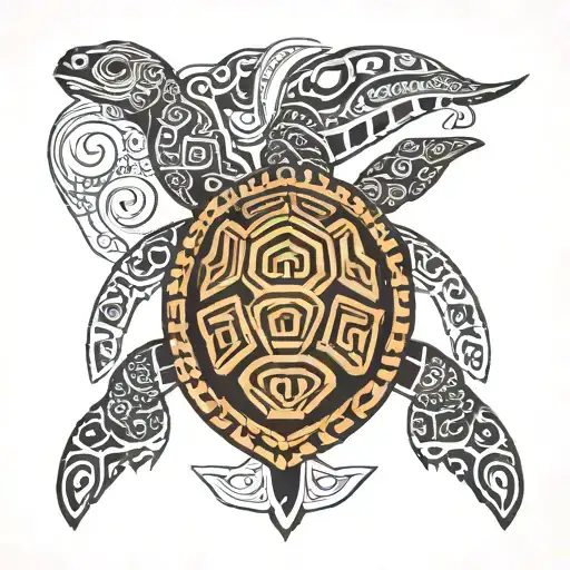 Vanuatu Tribal Tattoo Featuring Turtle