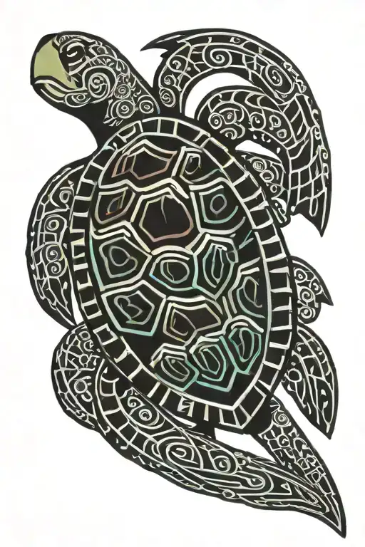 Vanuatu Tribal Tattoo Featuring Turtle
