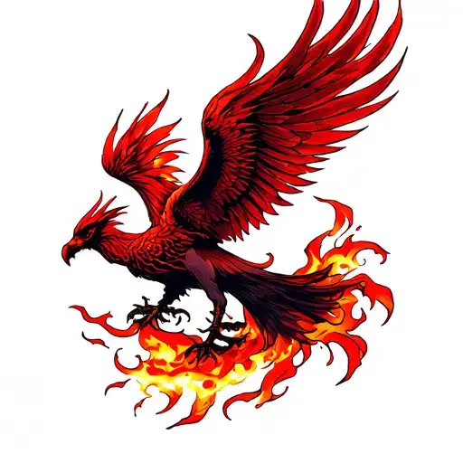 Red Phoenix Rising From The Ashes