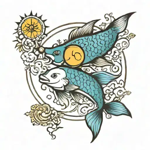 Pisces With Moon And Sun
