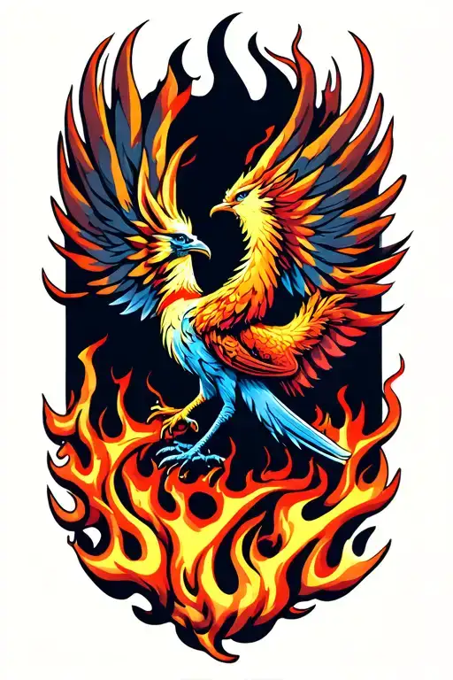 Phoenix Rising From Flames