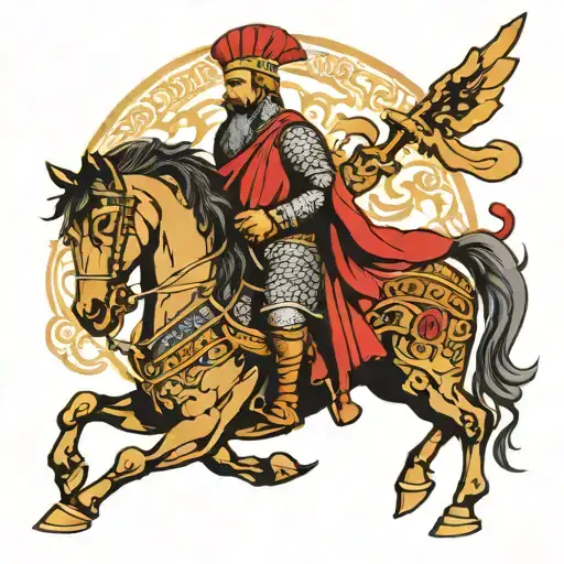 Albanian Skanderbeg On His Horse