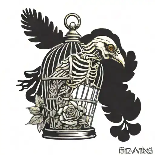 Canary Skeleton In Birdcage