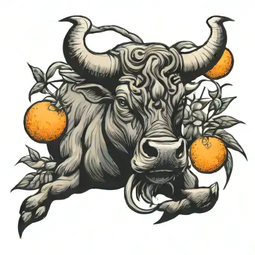 Bull With Oranges Intertwined