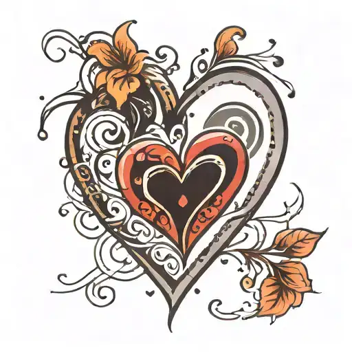 Inverted Heart With Light Line And Dots That Fade From The Inside Lines And Go Inward