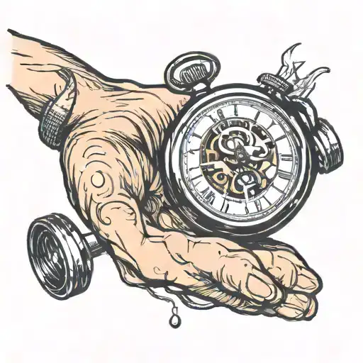Hand Holding A Broken Melting Stopwatch