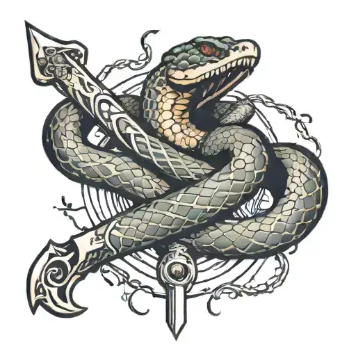 Snake And Knife Surrounded