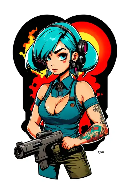 Fallout Themed With Vault Girl And Nukes
