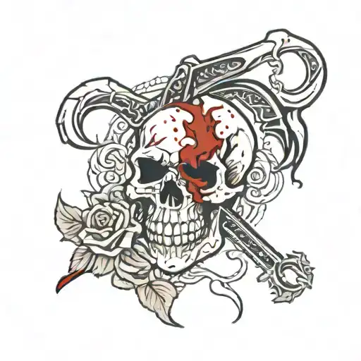 Fire And Rose Scorpion Skull Knife Blood