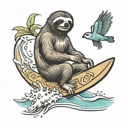 Sloth Surfing In Costa Rica Beach