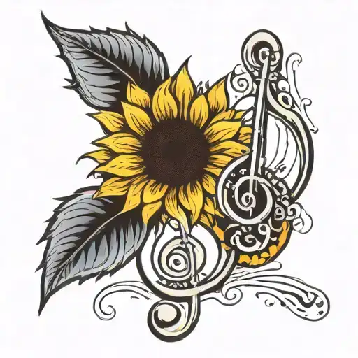 8Th Note Music Note Sunflower Head