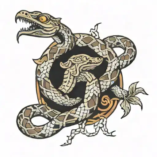 A Crawl Is Being Suffocated By A Snake