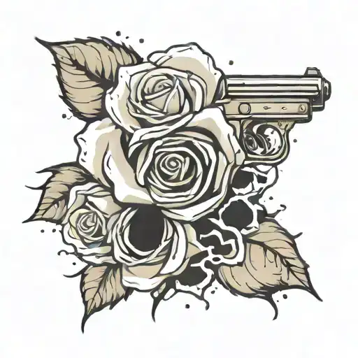 White Rose Gun Bullet Holes