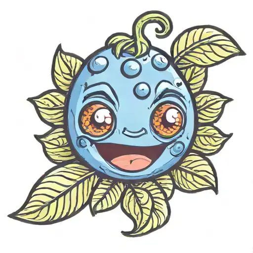 Cartoon Blueberry With A Face