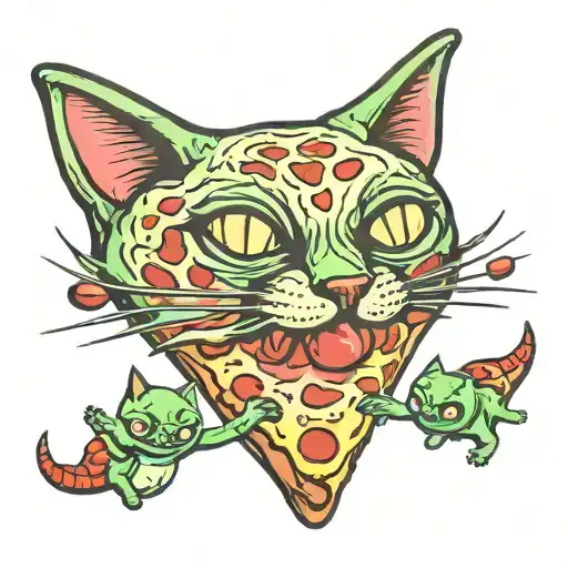 Alien Cats Pizza Slice