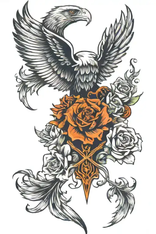 Harley Davidson Eagle Wings And Flowers Growing