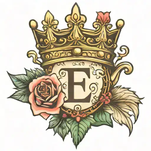 Letter E Crowned Queen Crown
