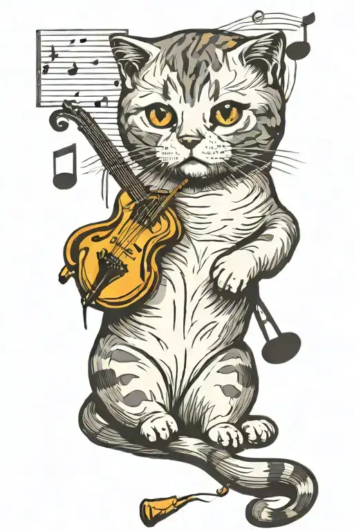 Scottish Fold Cat And Music Notes