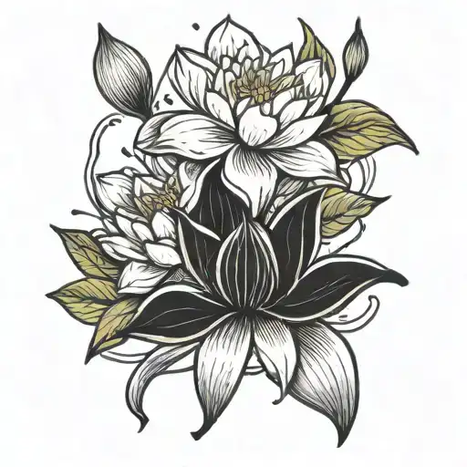 Dafodil And Water Lily Flower