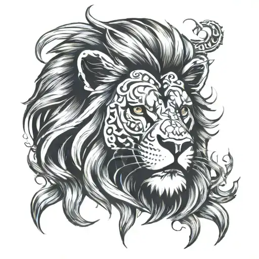 Lion Head Roaring Amidst